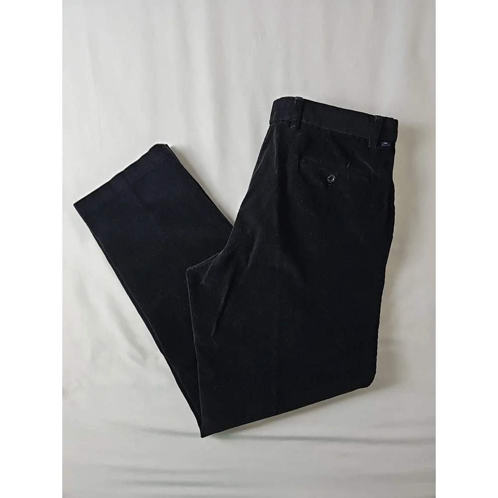 Vtg Dockers Relaxed Black‎ Flat Front Corduroy Pants 34x32 (Tag Size 36x34)
